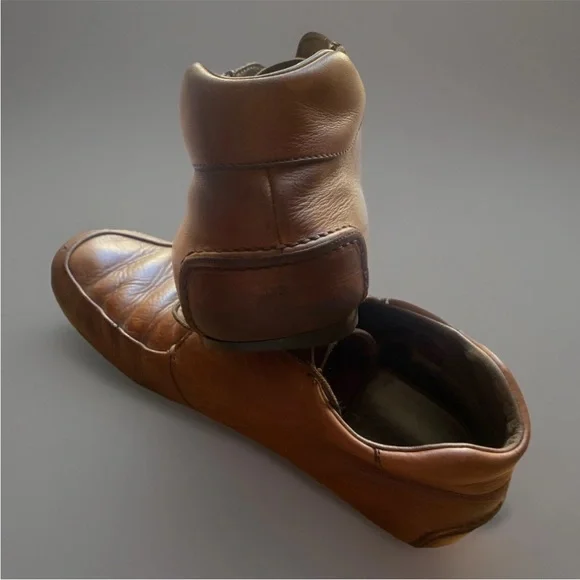 Vintage Prada 1990’s Mocha Chukka Desert Boots Shoes Men 9.5 Leather Ankle Italy - Picture 11 of 15